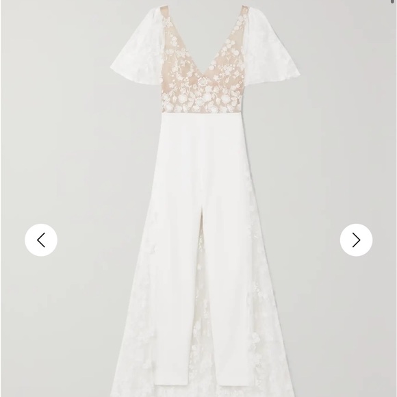 Rime Arodaky Malak Embroidered Tulle and Crepe Bridal Jumpsuit - Picture 5 of 9